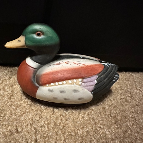 Vintage Ceramic Duck Lint Remover Brush Mallard Figurine Decoy 5" x 3 1/4" - Picture 1 of 7